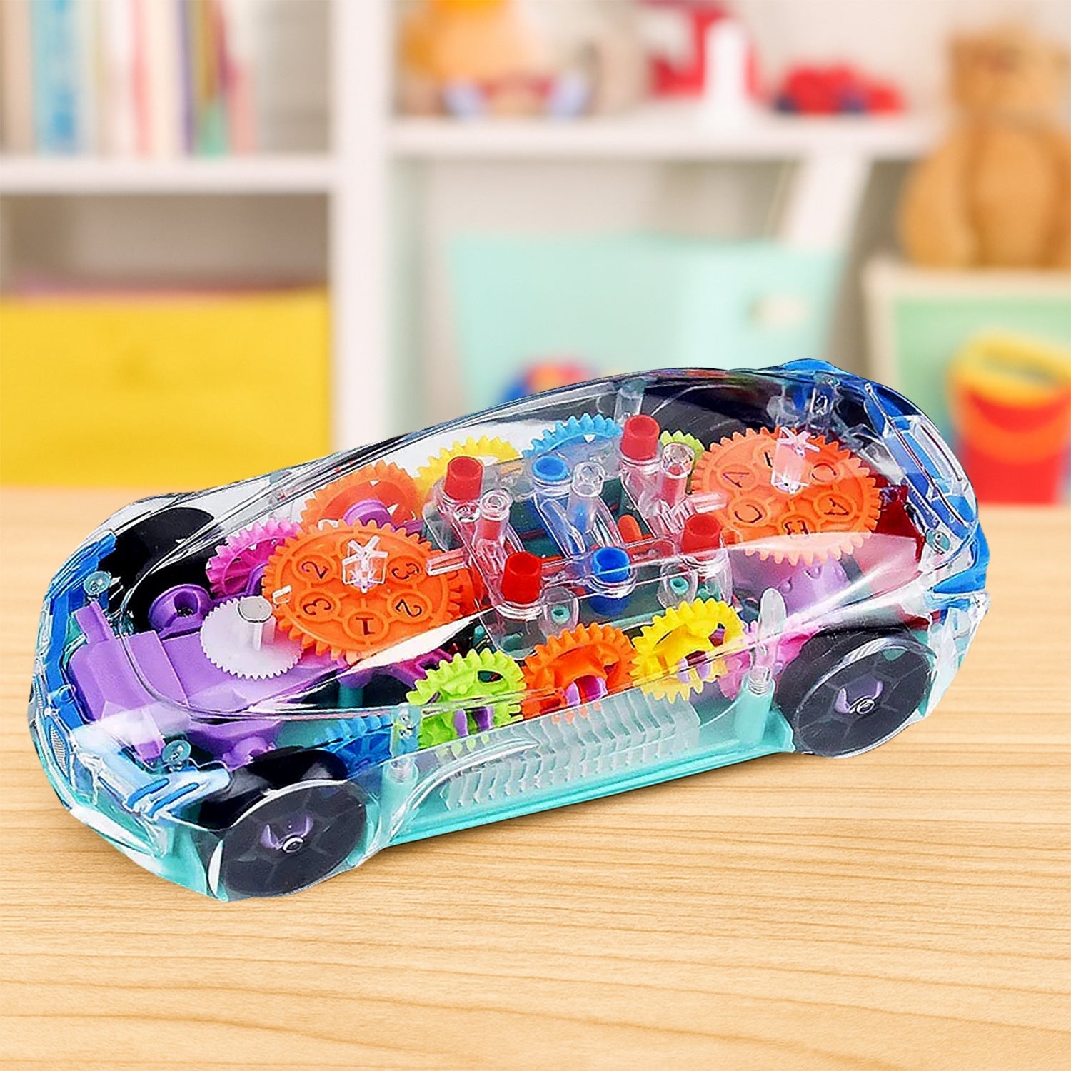 Automatic 360 Degree Rotating Transparent Gear Concept Car with Musical and 3D Flashing Lights Toy for Kids Boys & Girls (Multicolor / Battery Not Included) Automatic 360 Degree Rotating Transparent Gear Concept Car with Musical and 3D Flashing Lights Toy for Kids Boys & Girls (Multicolor / Battery Not Included)